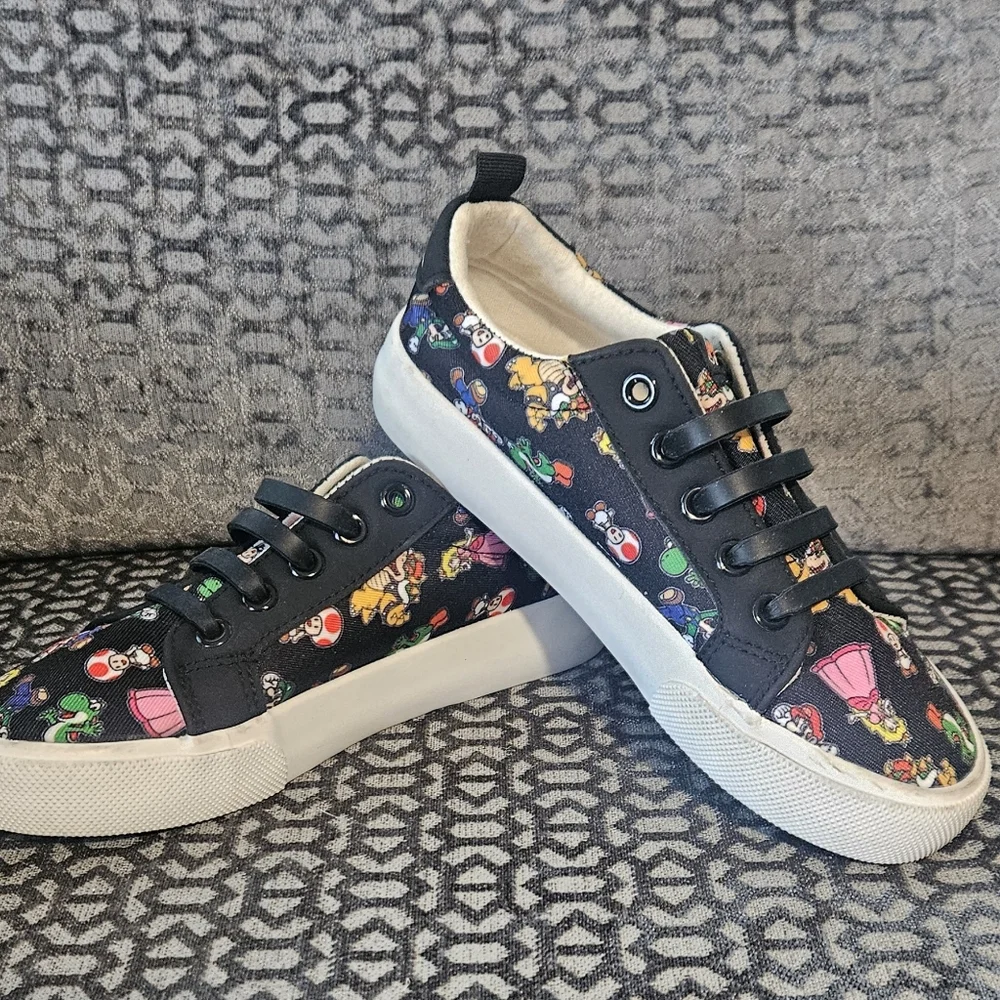 Super Mario Kids Sneakers - Black with Multicolor Characters